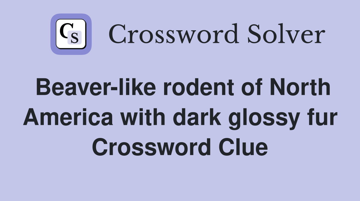 Beaver-like rodent of North America with dark glossy fur Crossword Clue