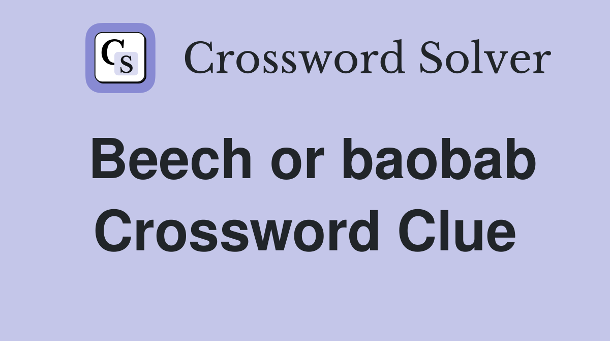 Beech or baobab Crossword Clue