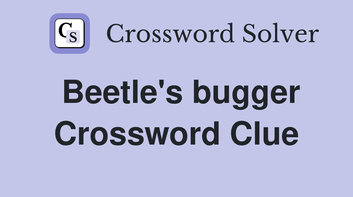 Beetle's bugger Crossword Clue