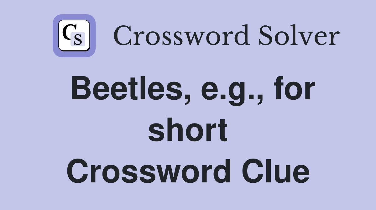 Beetles, e.g., for short Crossword Clue