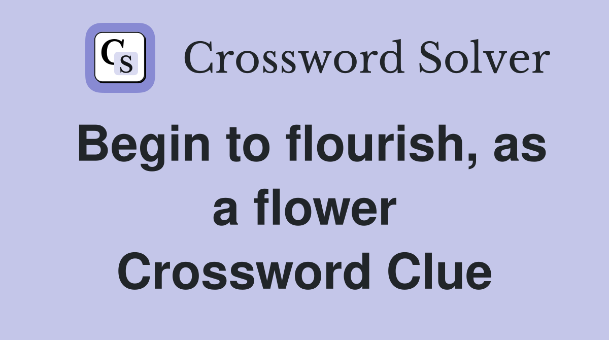Begin to flourish, as a flower Crossword Clue