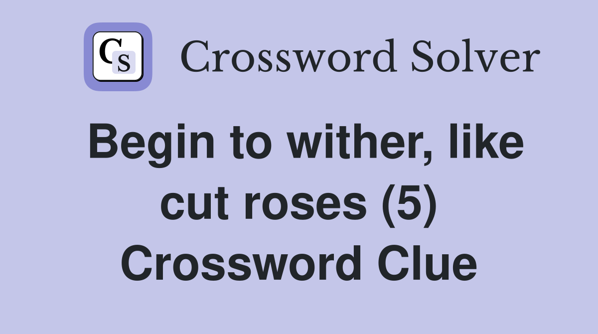 Begin to wither, like cut roses (5) Crossword Clue