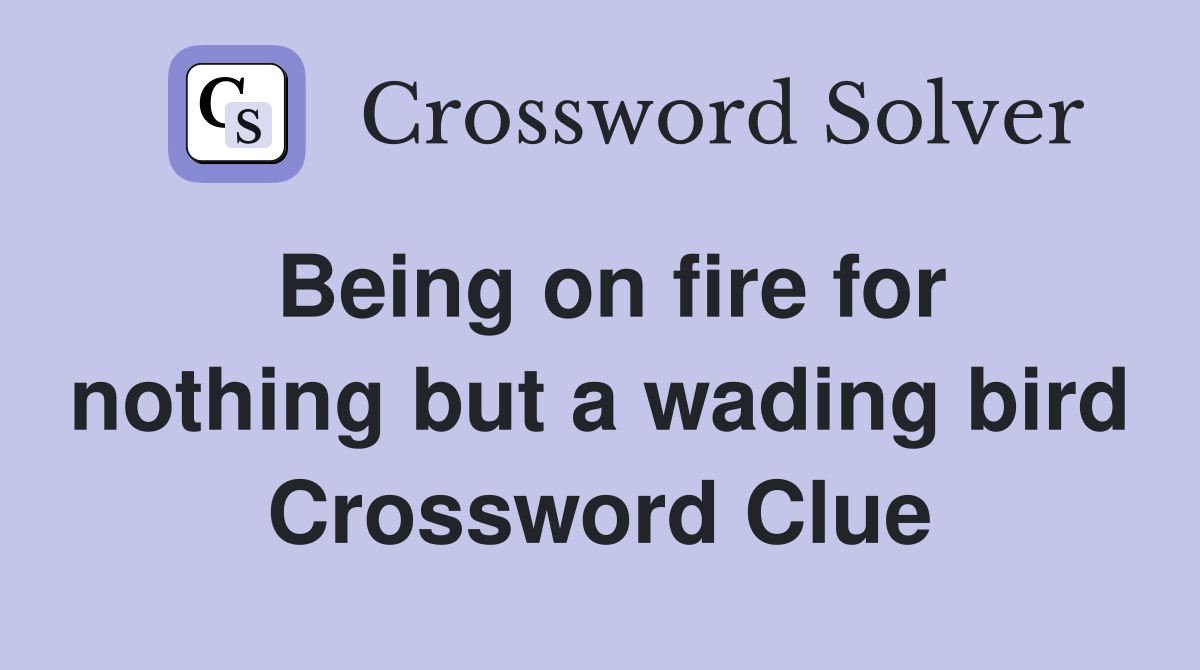 Being on fire for nothing but a wading bird Crossword Clue