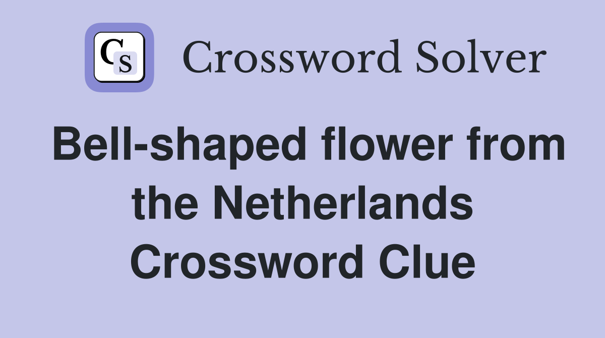 Bell-shaped flower from the Netherlands Crossword Clue