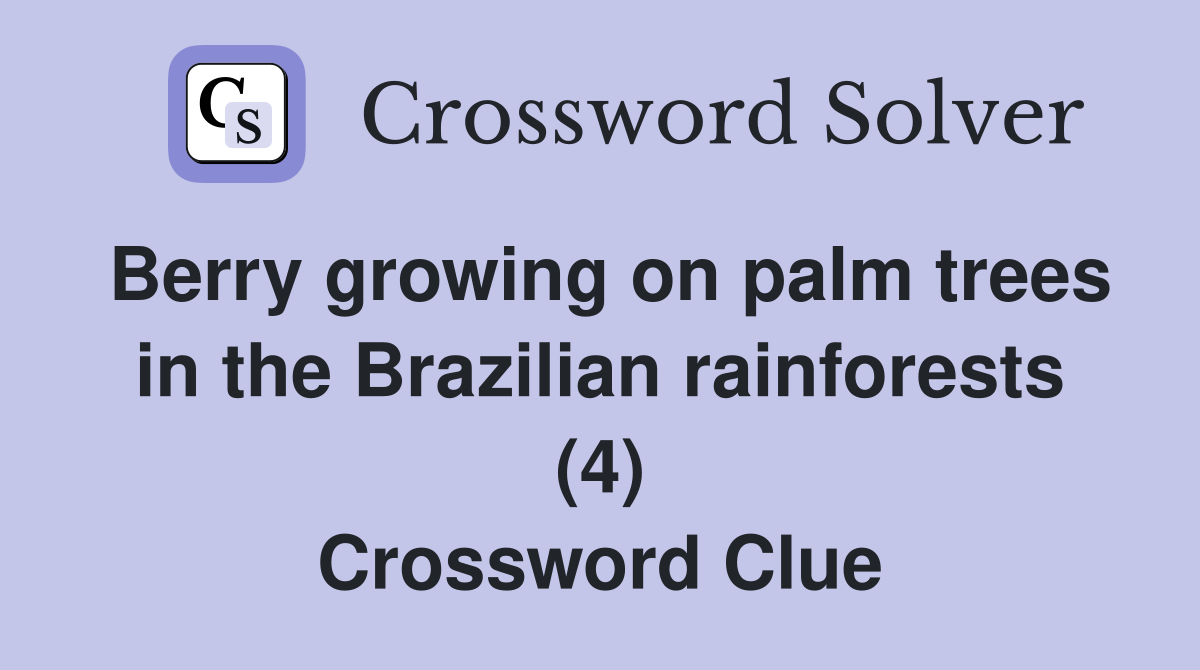 Berry growing on palm trees in the Brazilian rainforests (4) Crossword Clue