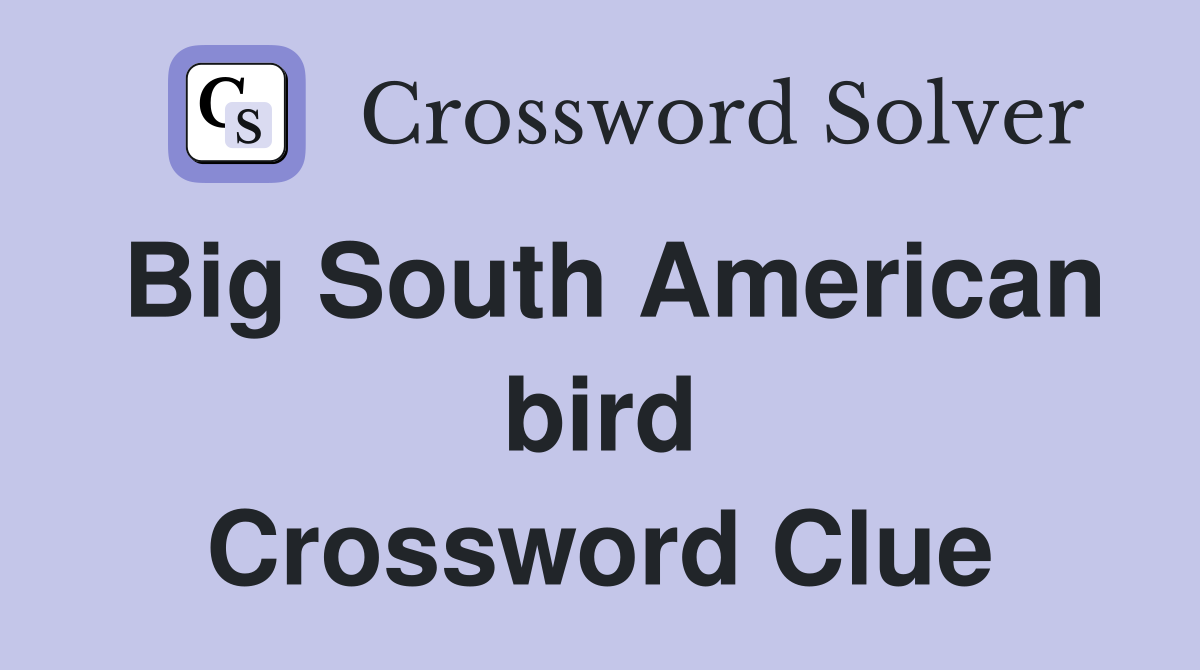 Big South American bird Crossword Clue