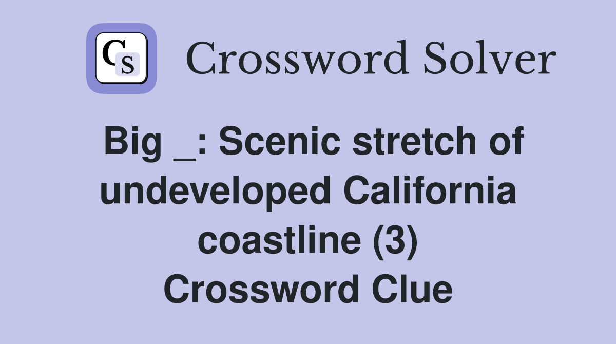 Big _: Scenic stretch of undeveloped California coastline (3) Crossword Clue