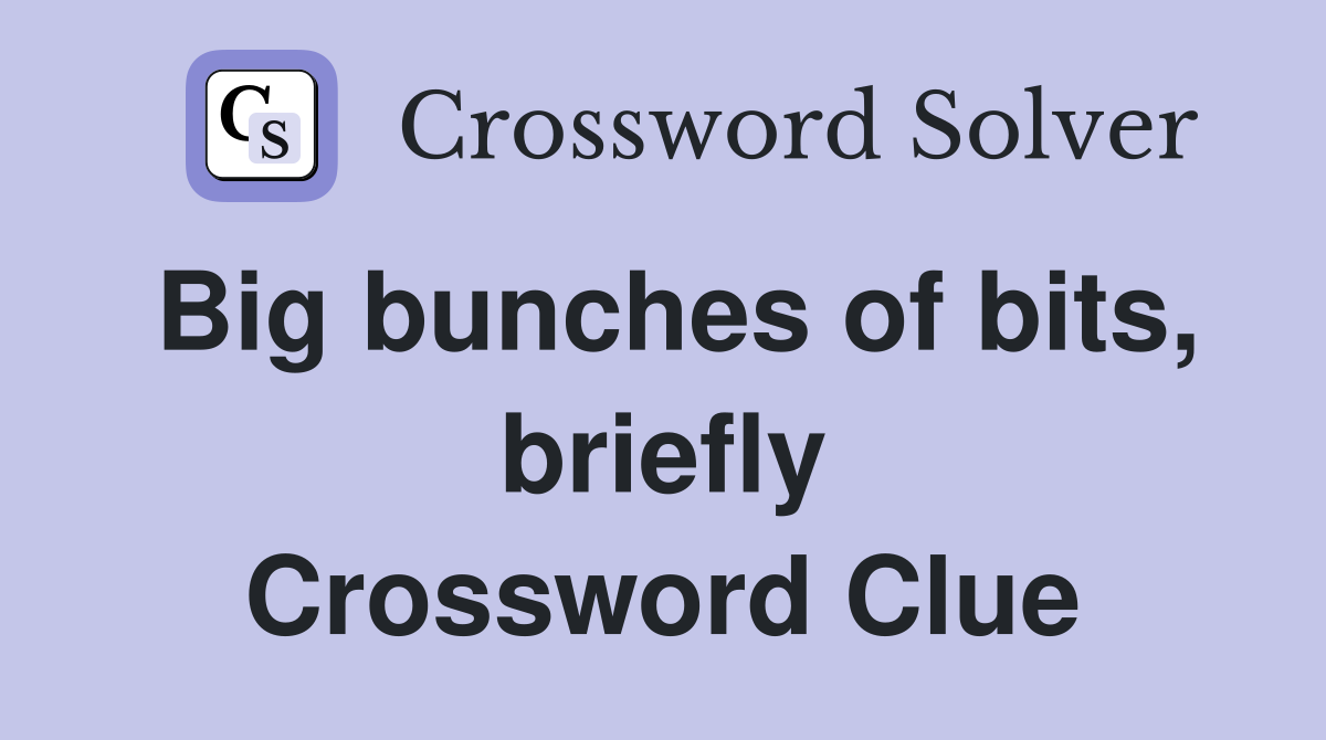 Big bunches of bits, briefly Crossword Clue