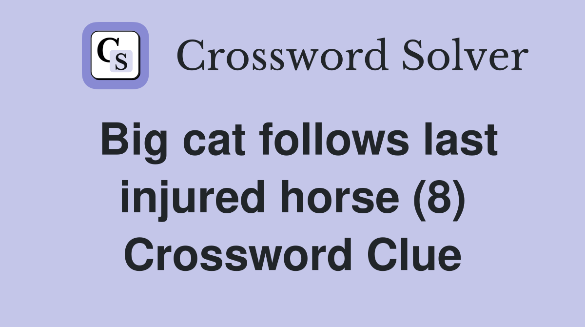 Big cat follows last injured horse (8) Crossword Clue