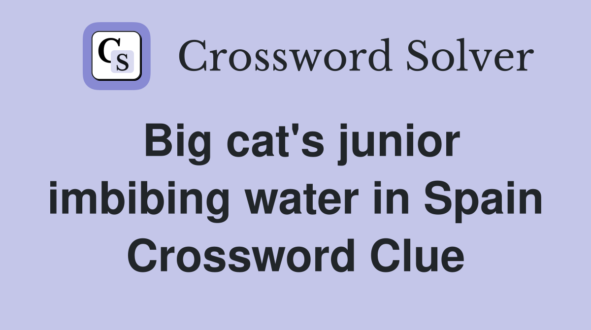 Big cat's junior imbibing water in Spain Crossword Clue