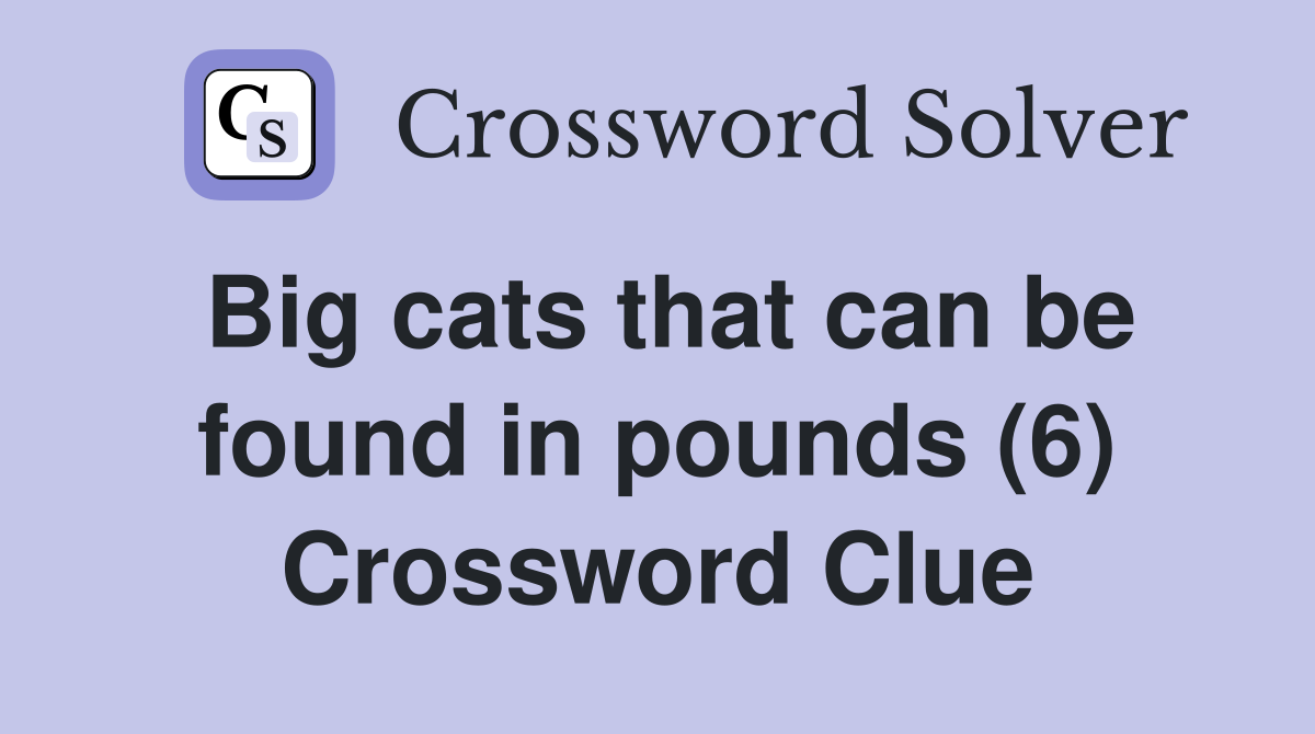 Big cats that can be found in pounds (6) Crossword Clue