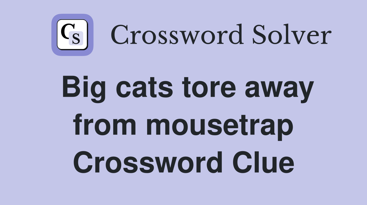 Big cats tore away from mousetrap Crossword Clue