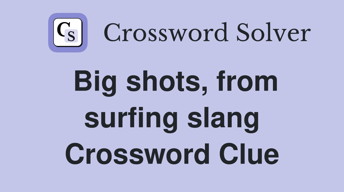 Big shots, from surfing slang Crossword Clue