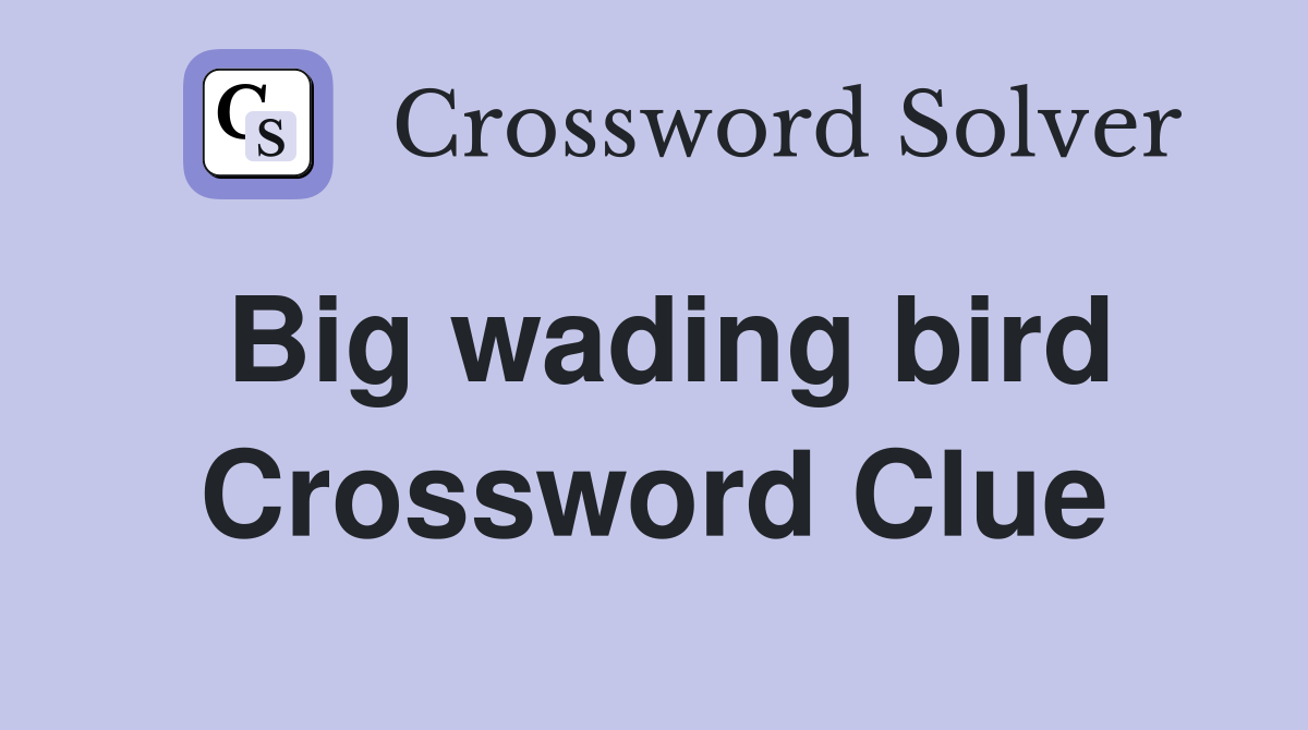 Big wading bird Crossword Clue