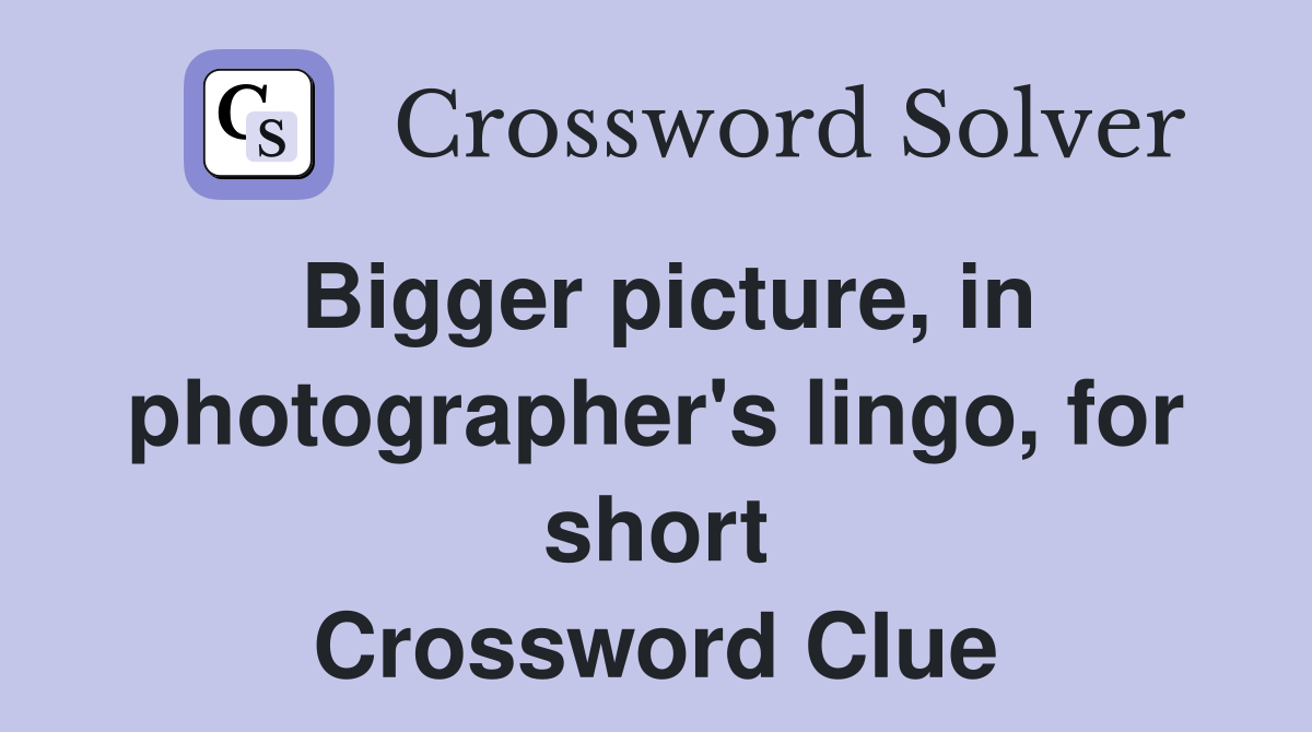 Bigger picture, in photographer's lingo, for short Crossword Clue