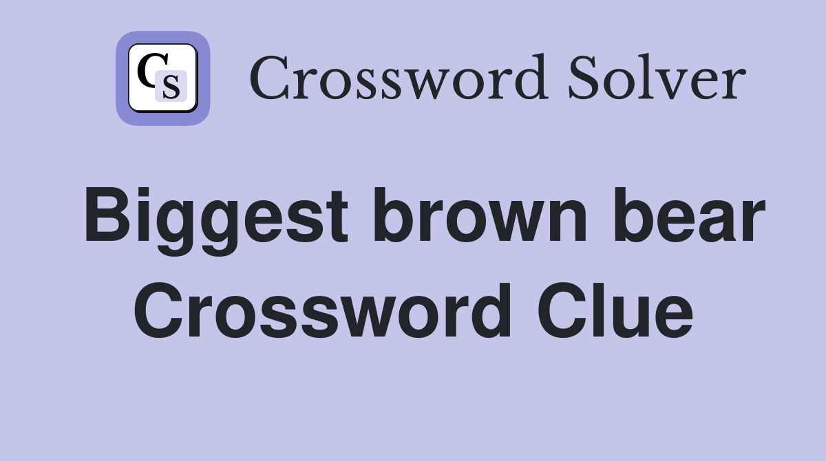 Biggest brown bear Crossword Clue