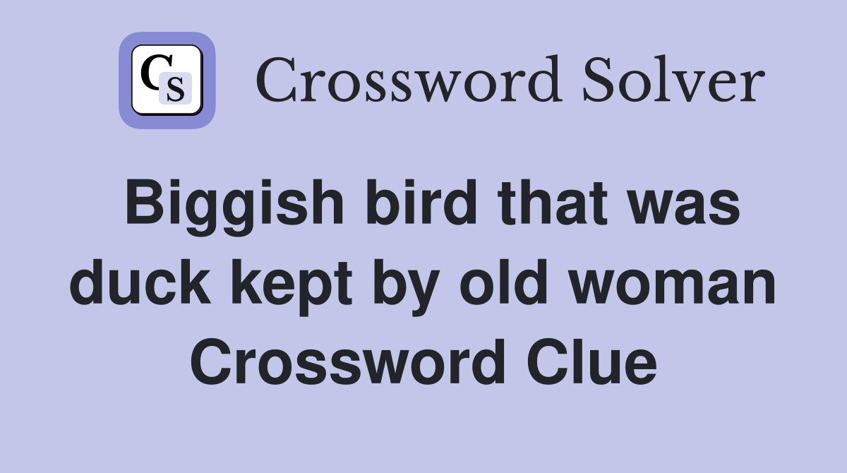 Biggish bird that was duck kept by old woman Crossword Clue