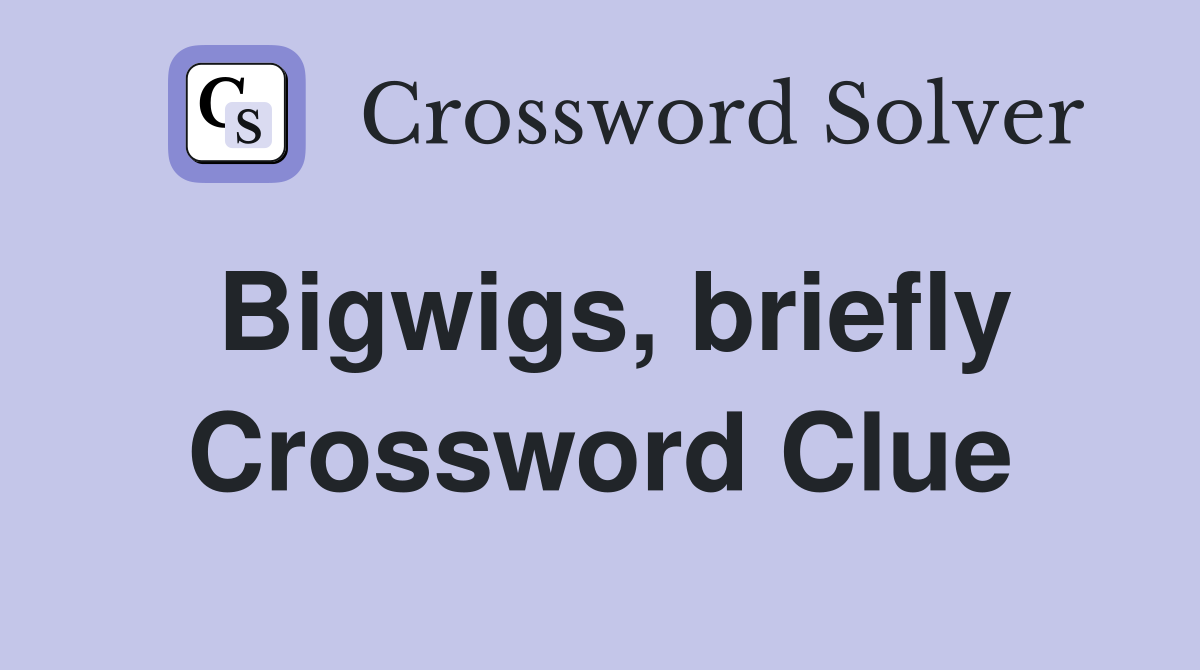Bigwigs, briefly Crossword Clue