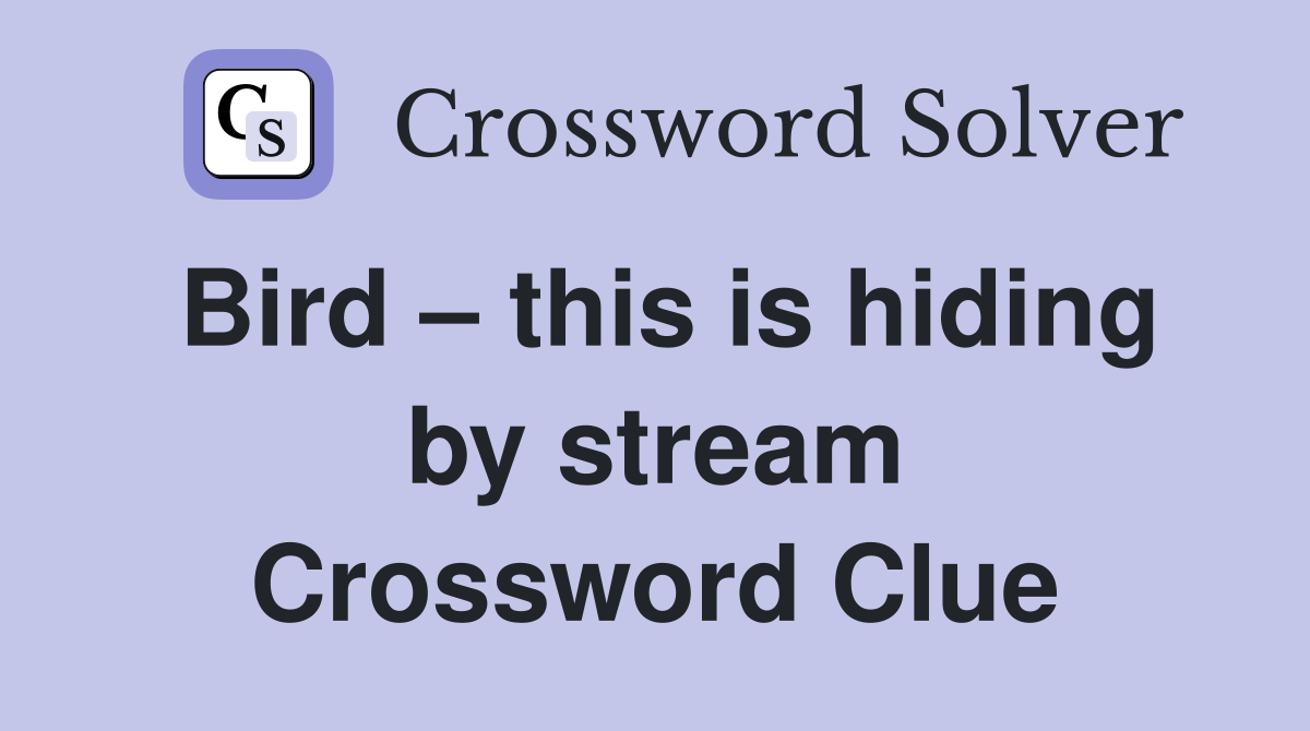 Bird – this is hiding by stream Crossword Clue