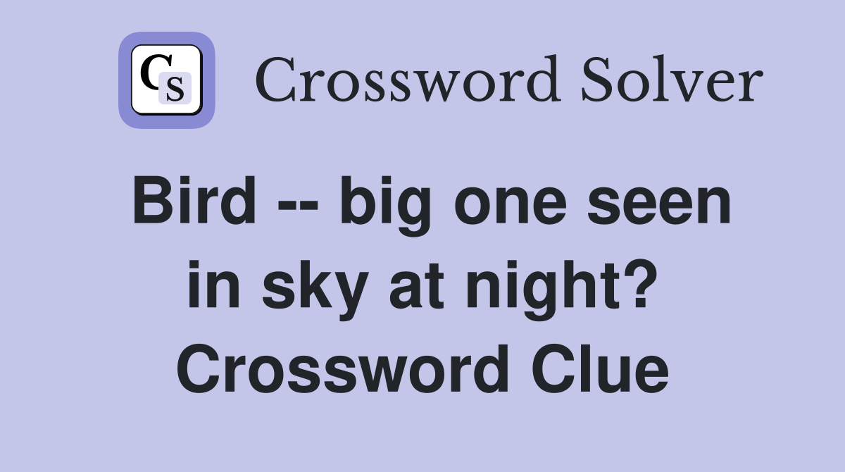 Bird -- big one seen in sky at night? Crossword Clue