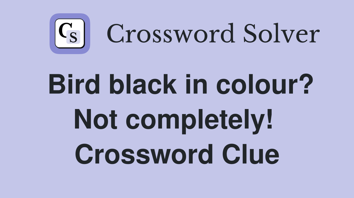 Bird black in colour? Not completely!  Crossword Clue