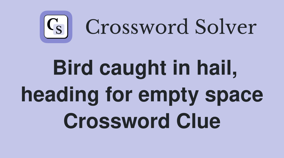 Bird caught in hail, heading for empty space Crossword Clue