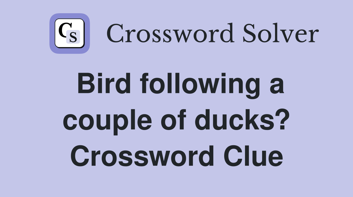 Bird following a couple of ducks? Crossword Clue