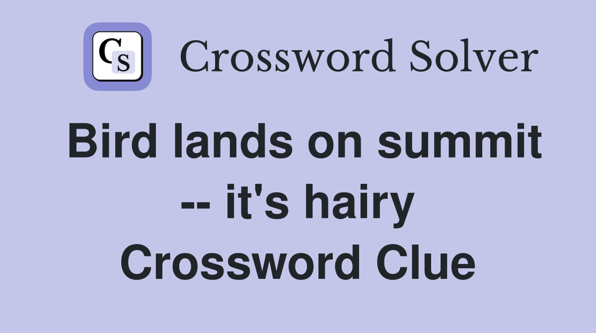 Bird lands on summit -- it's hairy Crossword Clue