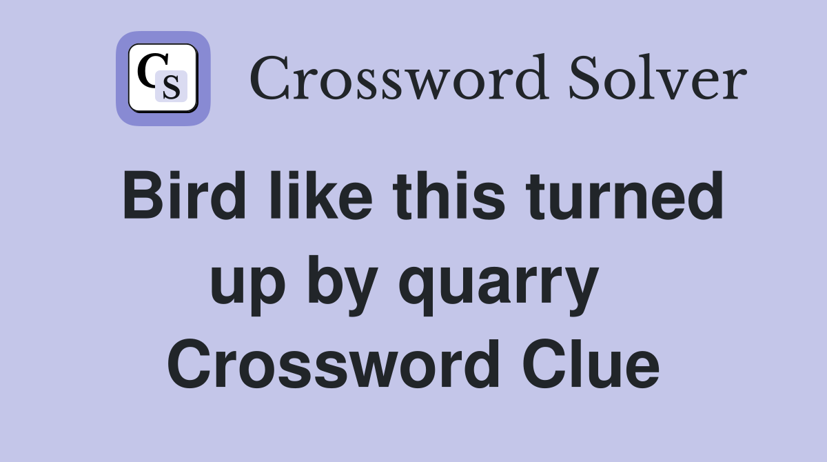 Bird like this turned up by quarry  Crossword Clue