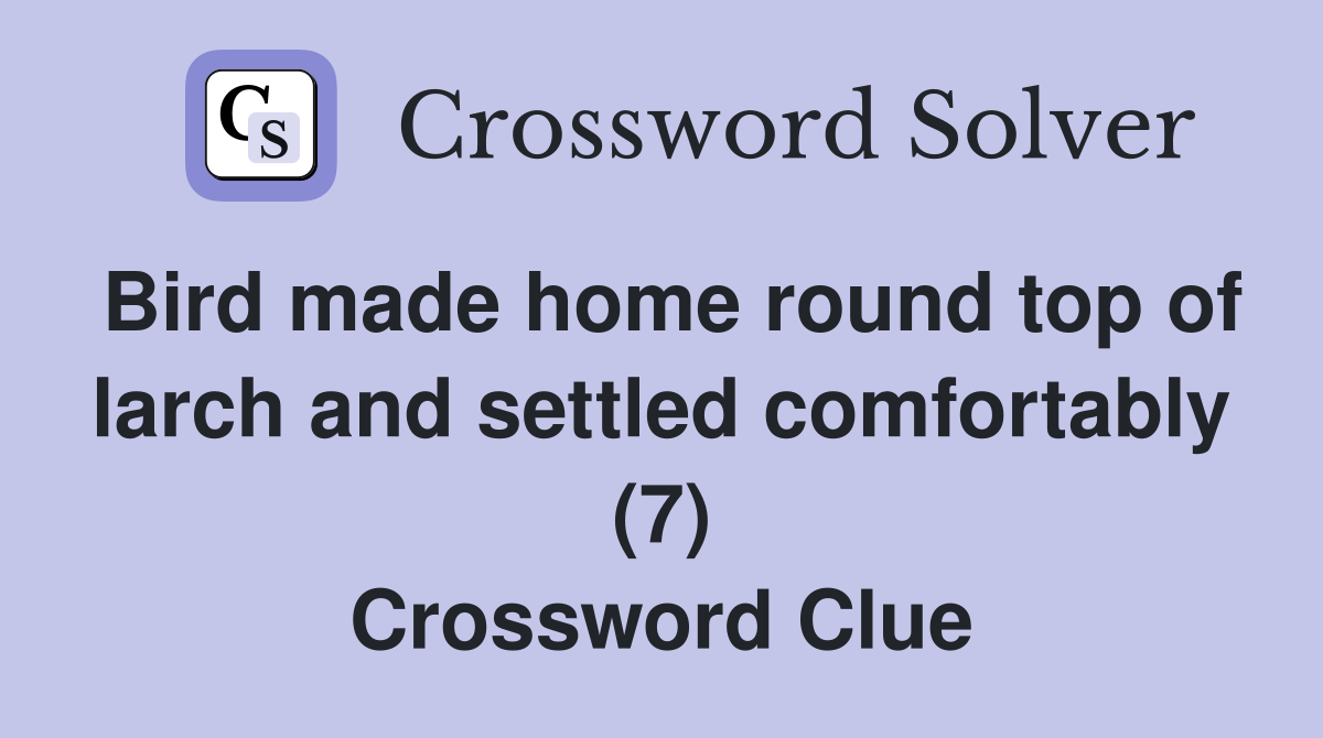 Bird made home round top of larch and settled comfortably (7) Crossword Clue