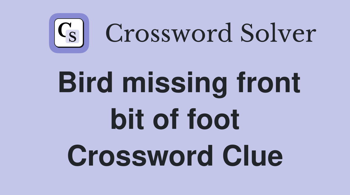 Bird missing front bit of foot Crossword Clue