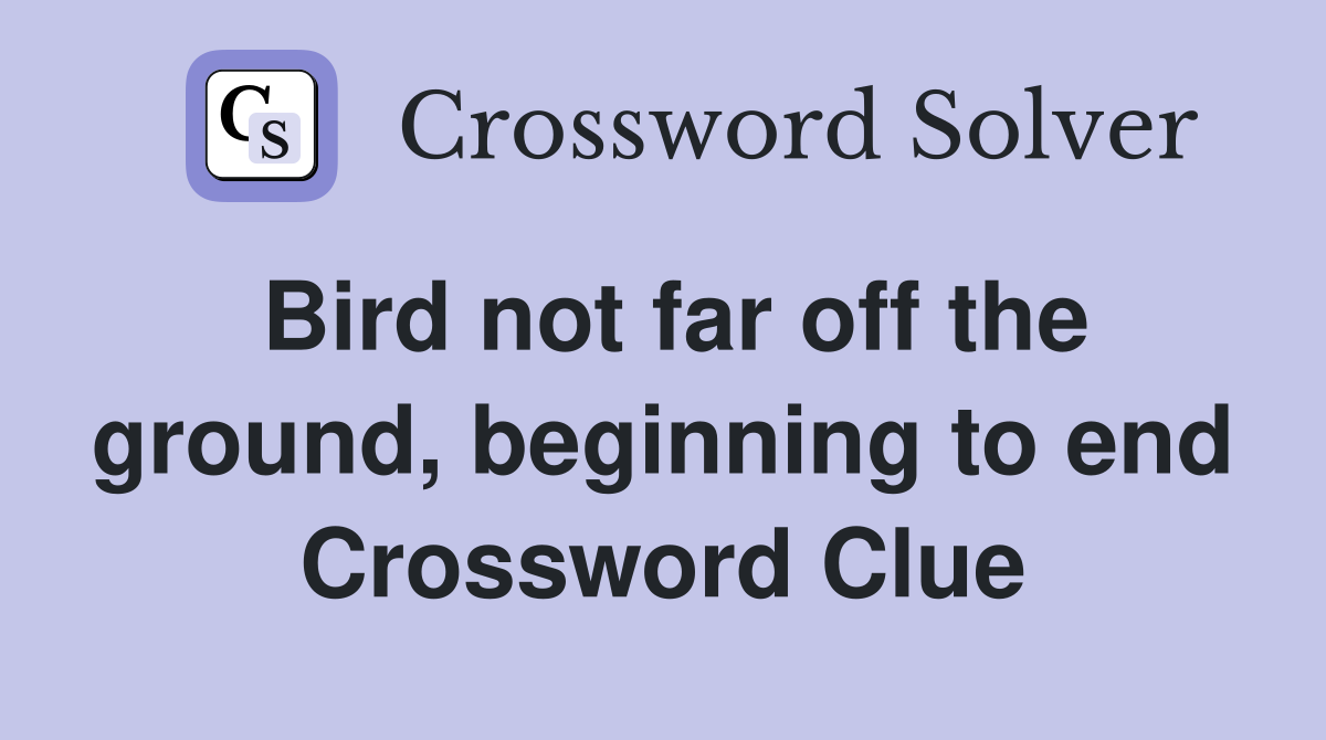 Bird not far off the ground, beginning to end Crossword Clue