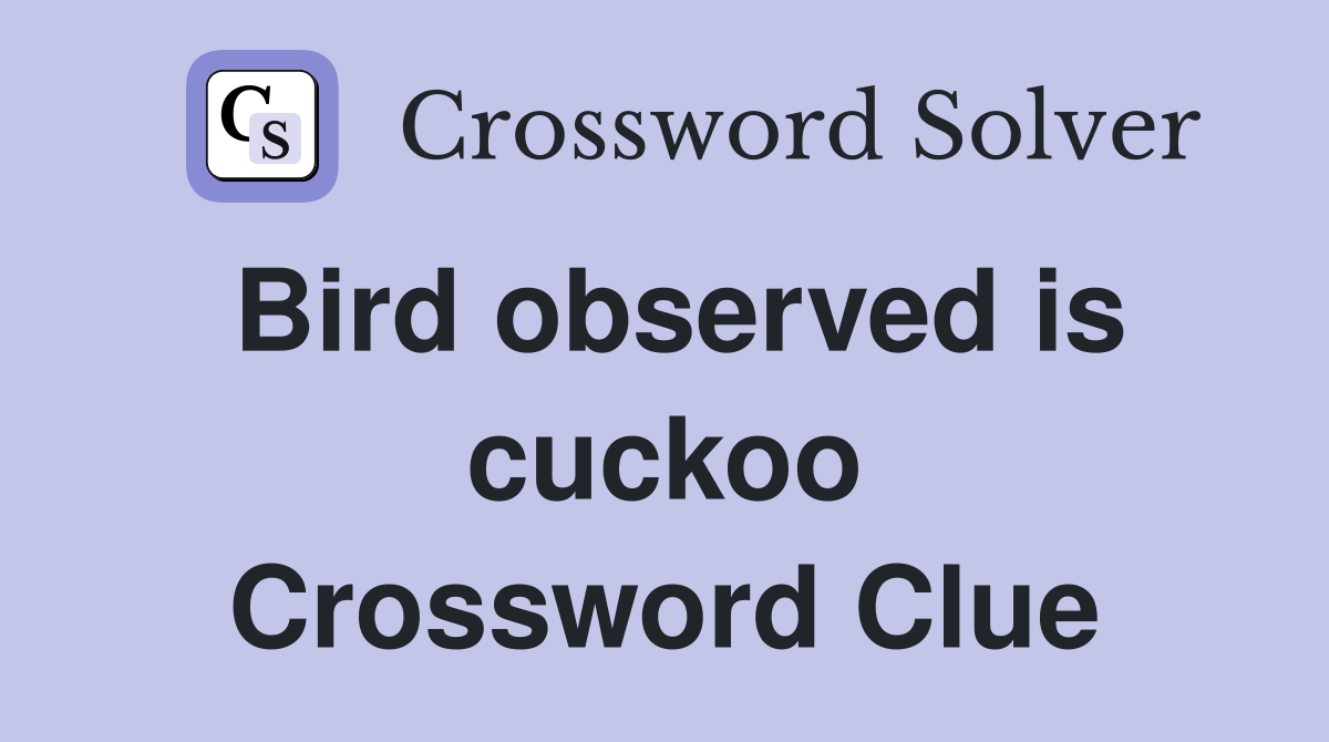 Bird observed is cuckoo Crossword Clue