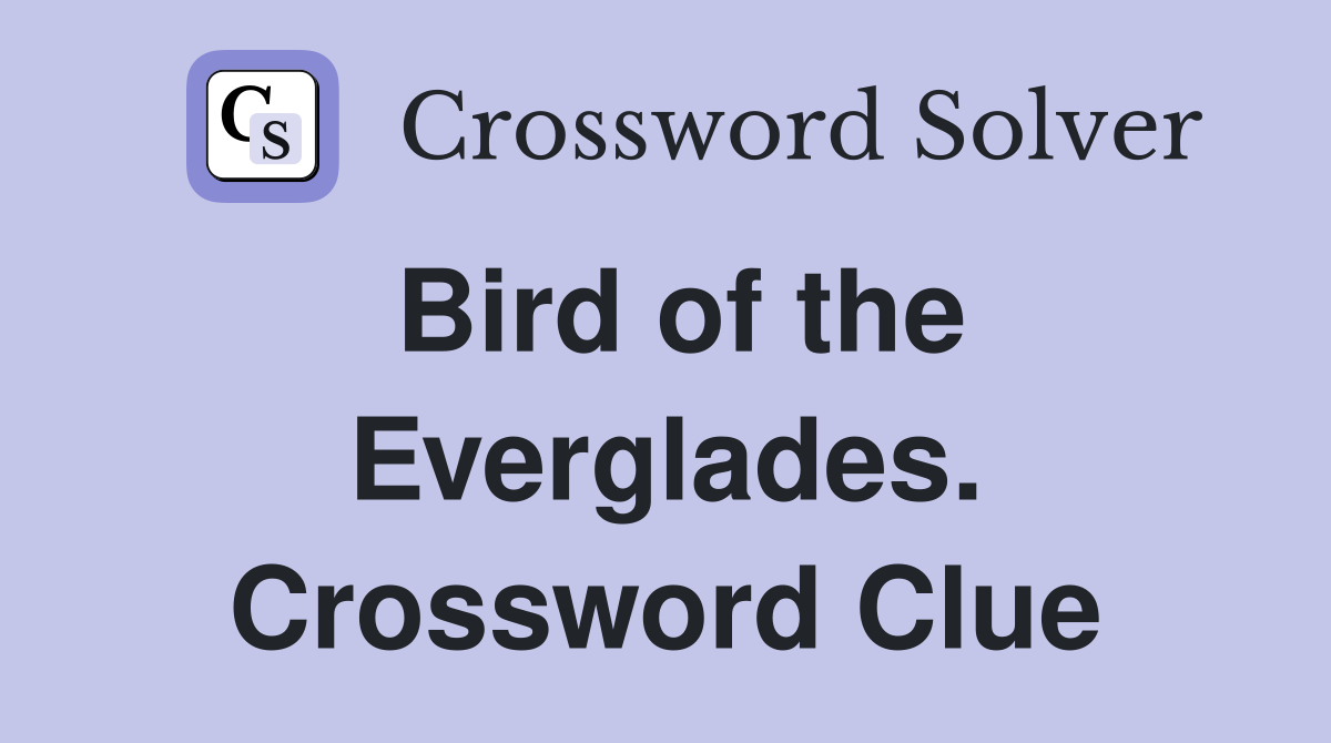 Bird of the Everglades. Crossword Clue