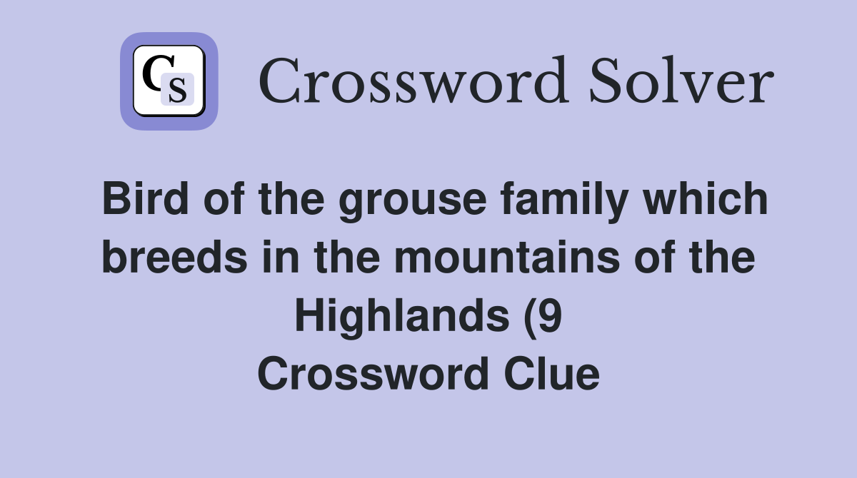 Bird of the grouse family which breeds in the mountains of the Bird of the grouse family which breeds in the mountains of the
