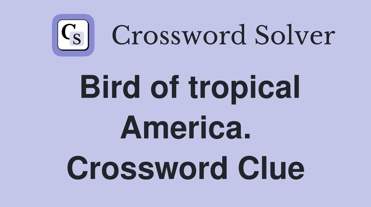 Bird of tropical America. Crossword Clue