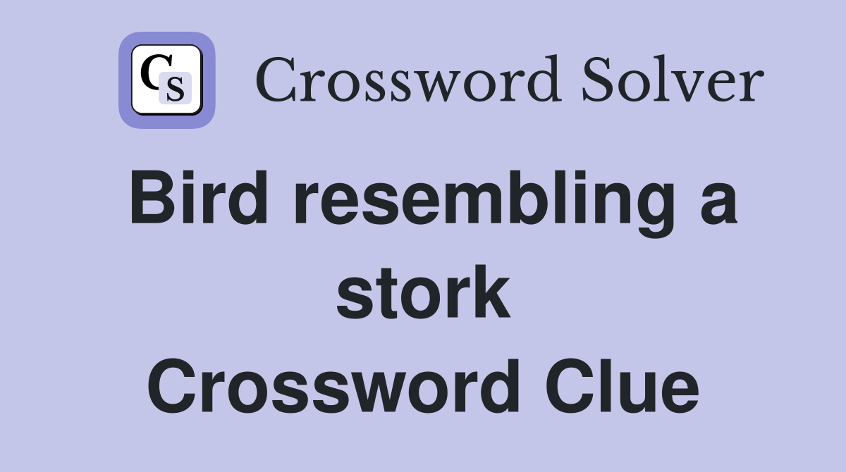 Bird resembling a stork Crossword Clue