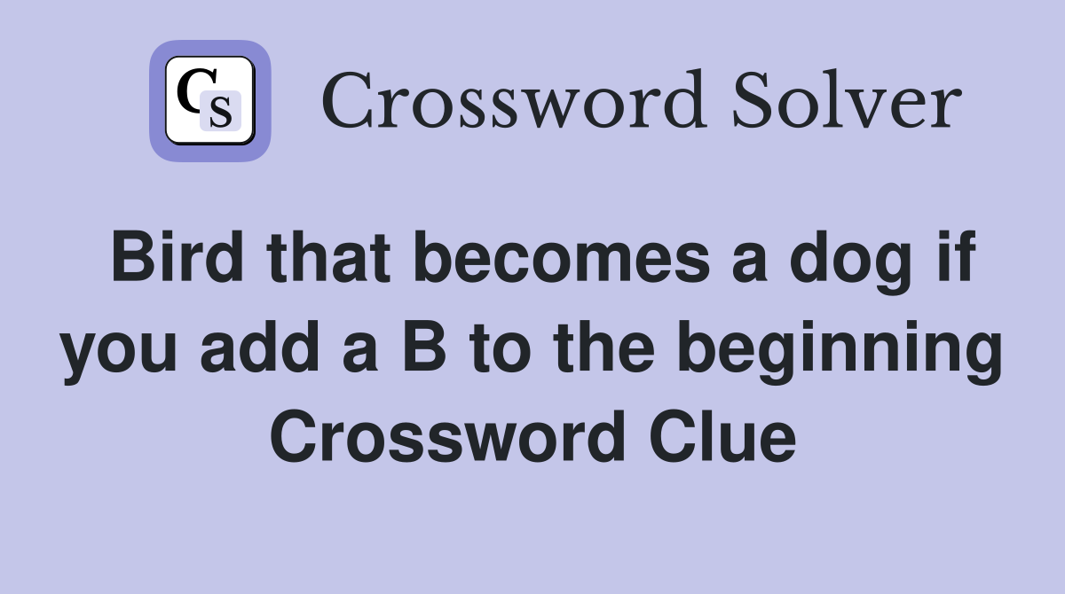 Bird that becomes a dog if you add a B to the beginning Crossword Clue