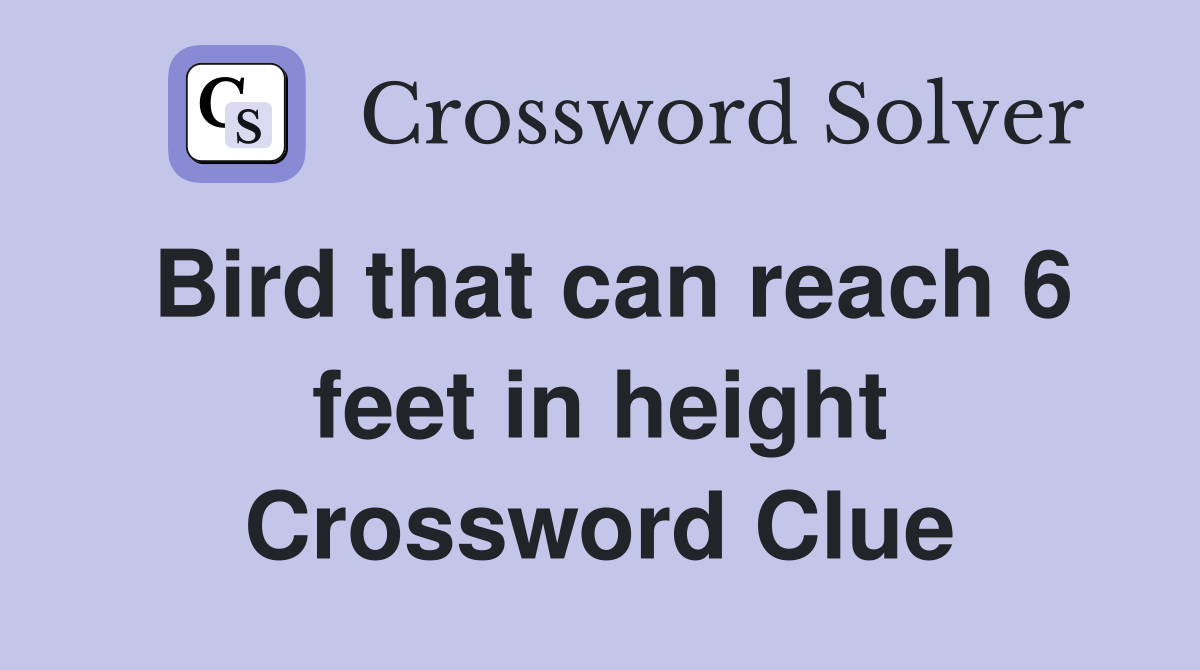 Bird that can reach 6 feet in height Crossword Clue