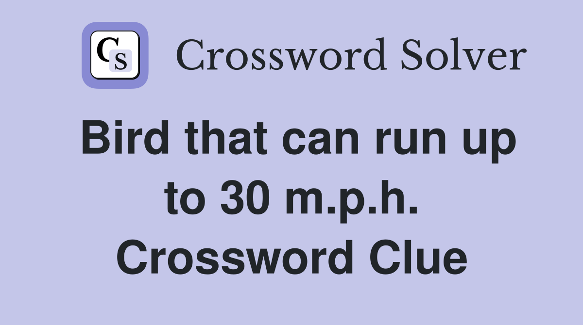 Bird that can run up to 30 m.p.h. Crossword Clue