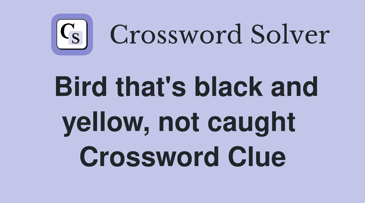Bird that's black and yellow, not caught  Crossword Clue