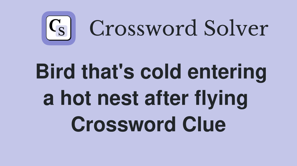 Bird that's cold entering a hot nest after flying  Crossword Clue