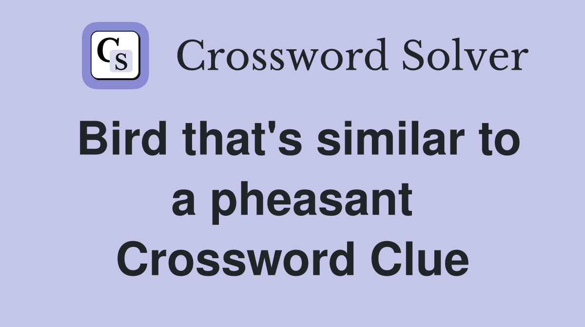 Bird that's similar to a pheasant Crossword Clue
