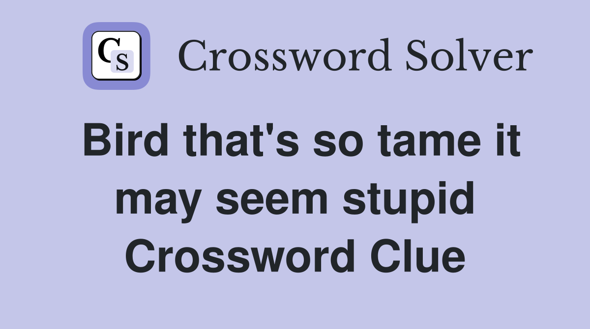 Bird that's so tame it may seem stupid Crossword Clue
