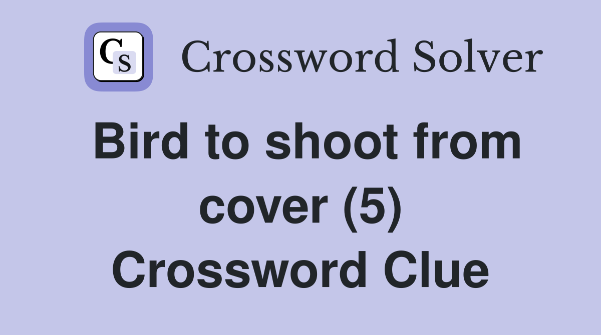 Bird to shoot from cover (5) Crossword Clue