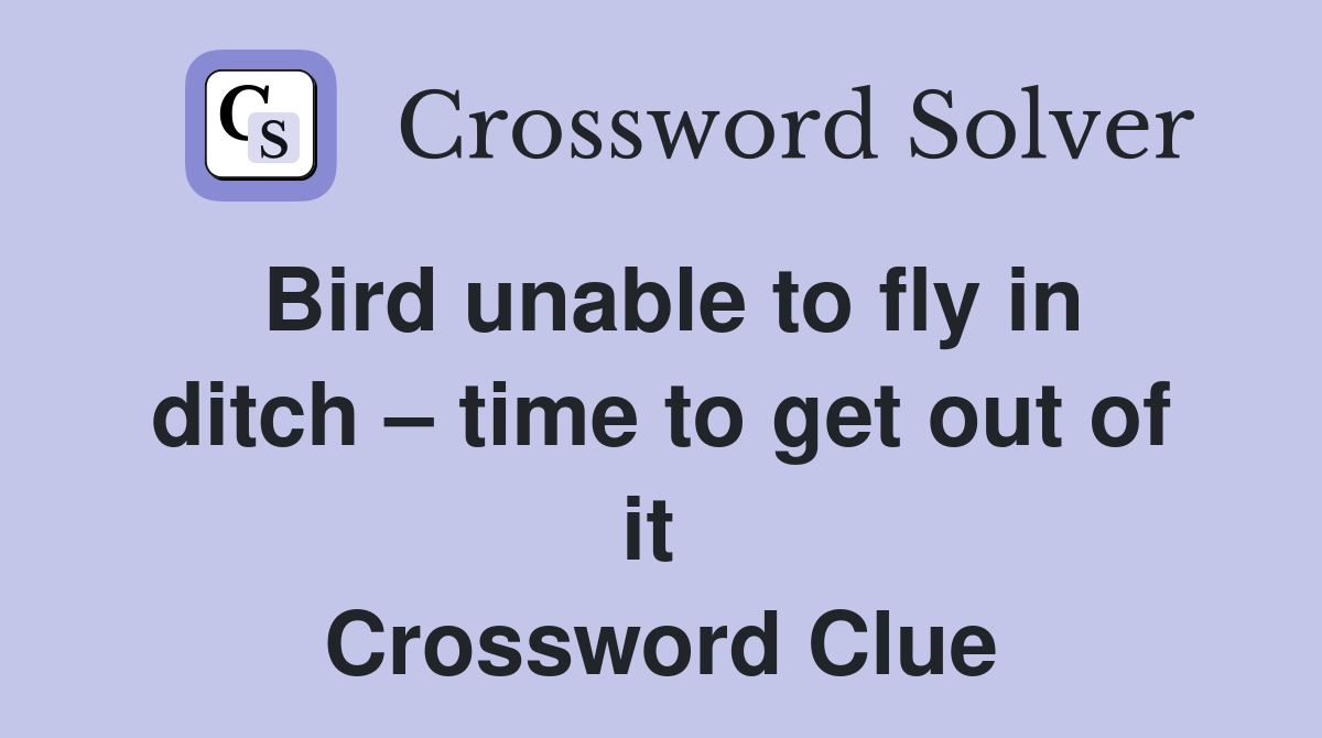 Bird unable to fly in ditch – time to get out of it  Crossword Clue