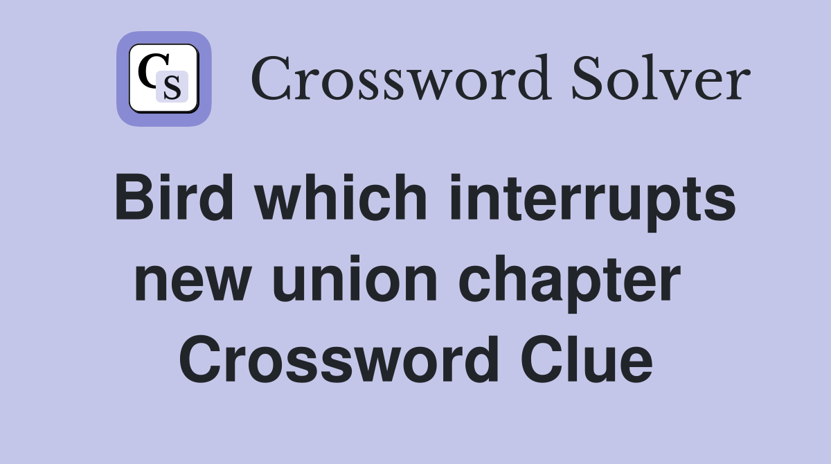 Bird which interrupts new union chapter  Crossword Clue