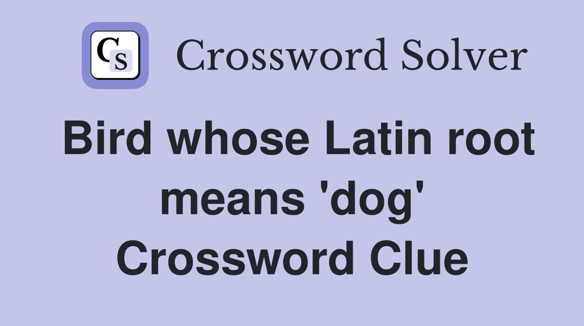 Bird whose Latin root means 'dog' Crossword Clue