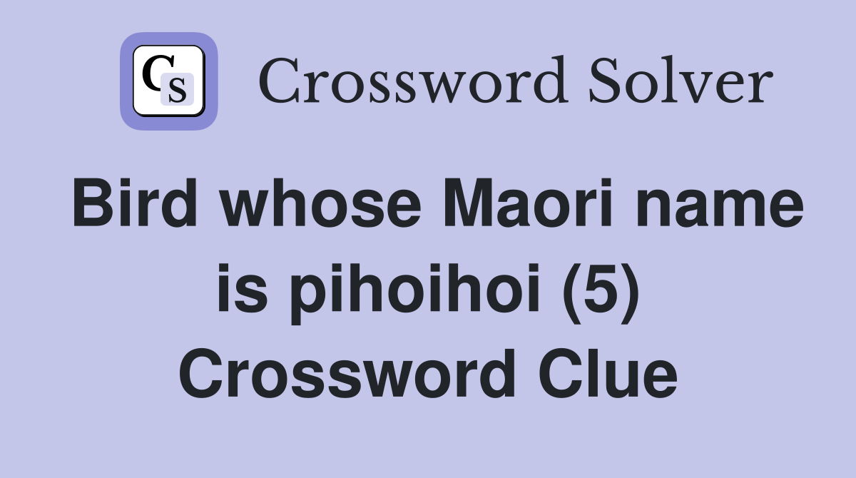 Bird whose Maori name is pihoihoi (5) Crossword Clue