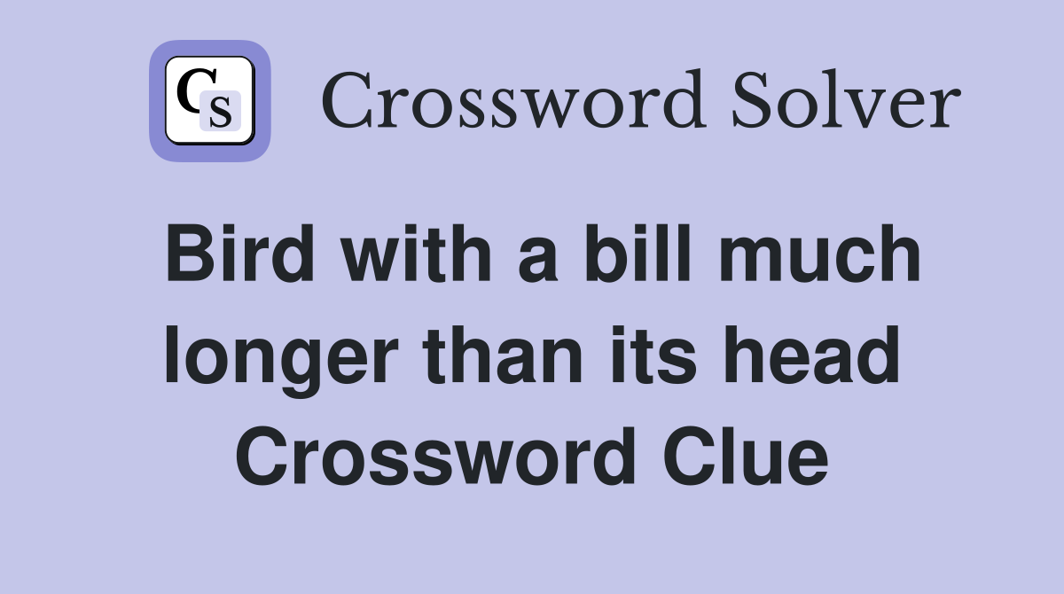 Bird with a bill much longer than its head Crossword Clue